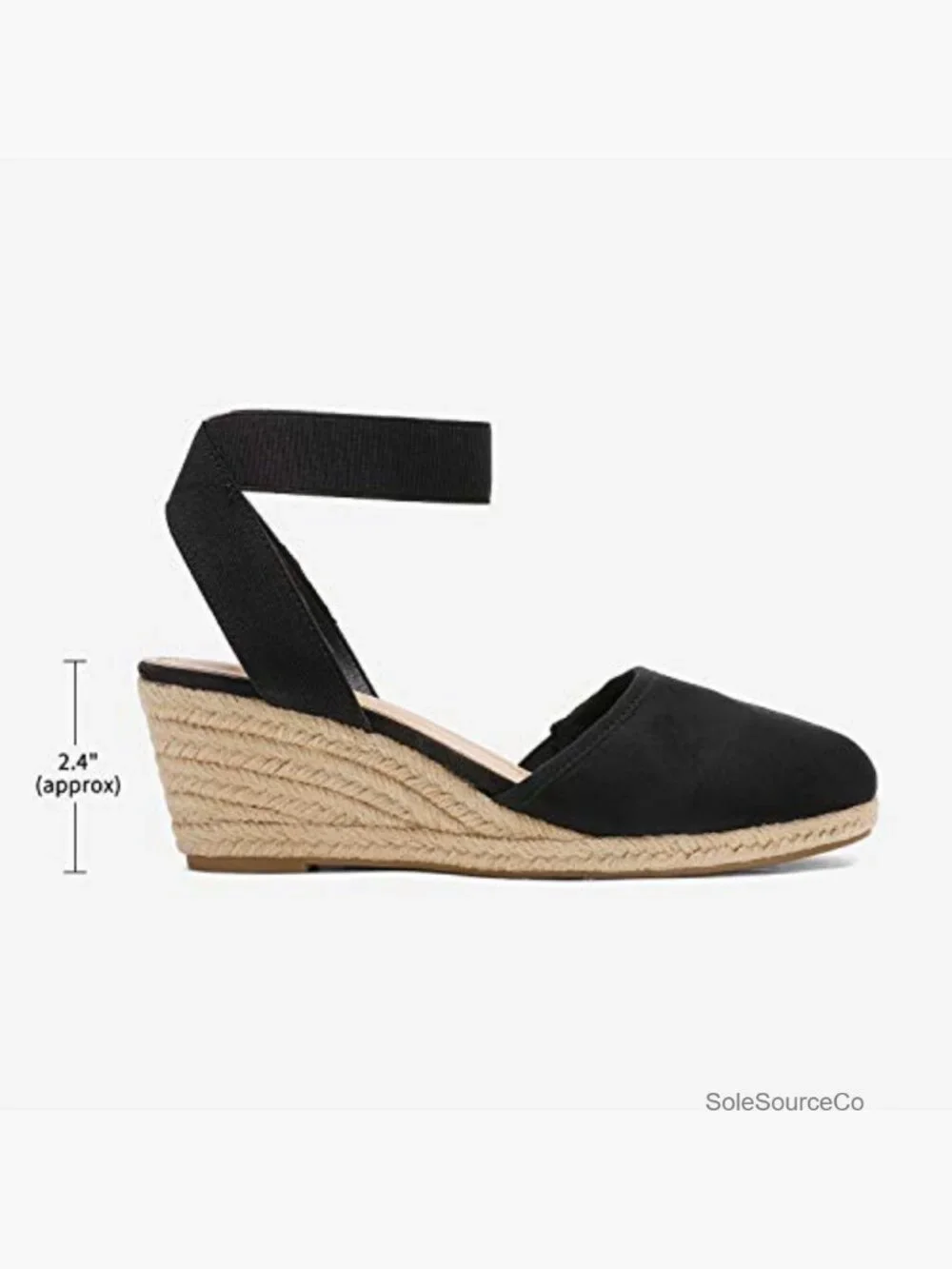 Elastic Ankle Strap Espadrilles Wedge Sandals Closed Toe Lightweight